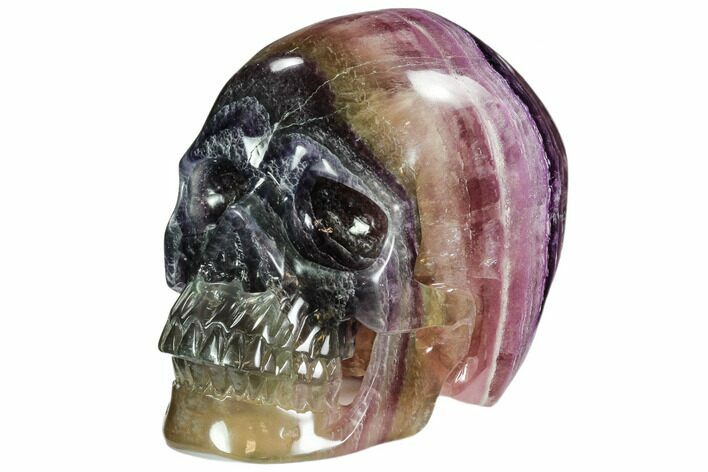 Colorful, Banded (Rainbow) Fluorite Skull #108773